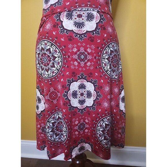 NWT Colette Women Medium Red Mali Brushed Knit Skirt Stitch Fix Boho 1970s Style - Picture 2 of 9